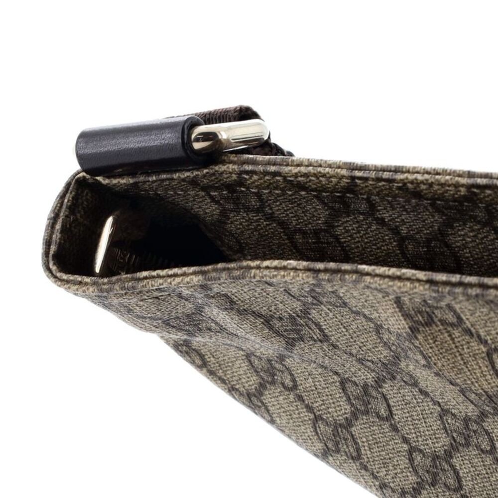 Gucci Front Zip Flat Messenger Bag GG Coated Canvas Medium Brown - Picture 8 of 9